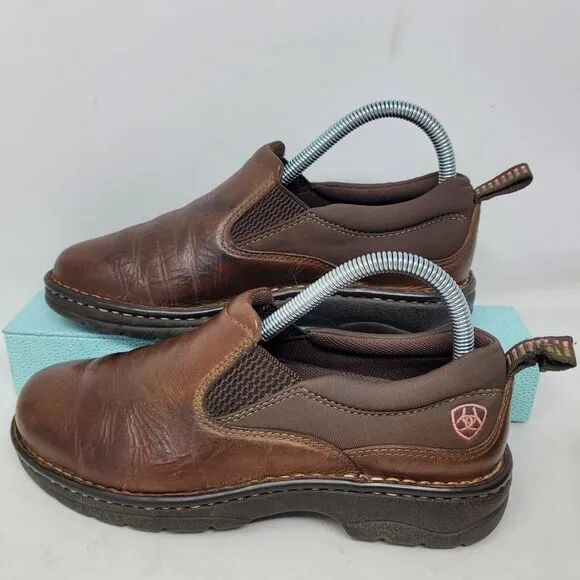 Ariat Traverse Slip-On Shoes Brown Leather Women's Sz 6.5B Work 10020171 Romeos
