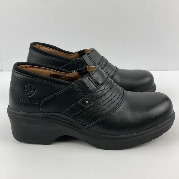 Ariat Women’s Leather Steel Toe Safety Slip On Clogs sz 6