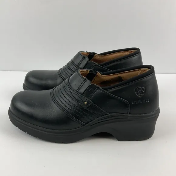 Ariat Women’s Leather Steel Toe Safety Slip On Clogs sz 6