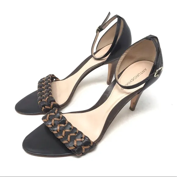 Arturo Chiang 10 Patricia Leather Weave Ankle Heel