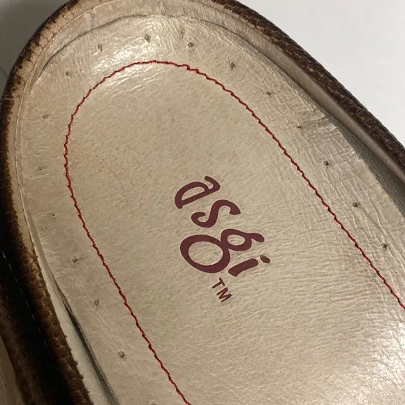ASGI Red Leather Slip On Mule Loafer Shoes Size 8M
