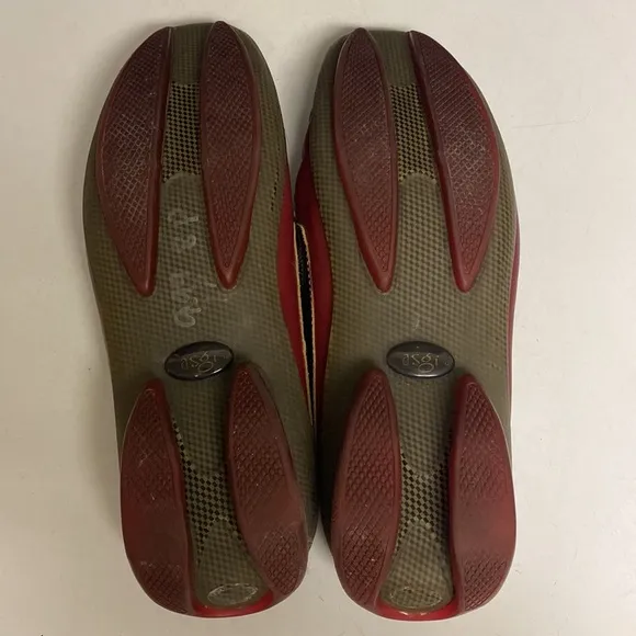 ASGI Red Leather Slip On Mule Loafer Shoes Size 8M