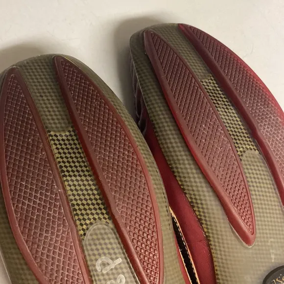 ASGI Red Leather Slip On Mule Loafer Shoes Size 8M