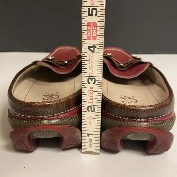 ASGI Red Leather Slip On Mule Loafer Shoes Size 8M