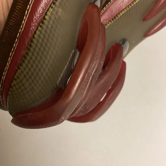 ASGI Red Leather Slip On Mule Loafer Shoes Size 8M