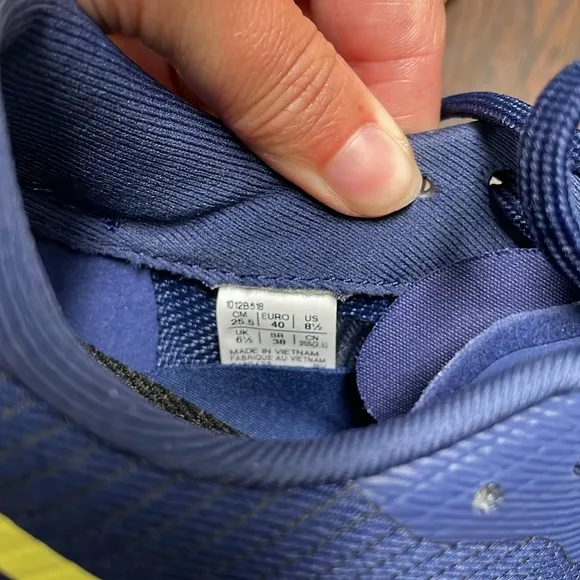 ASICS Blue and Yellow Athletic Shoes Performance Mesh