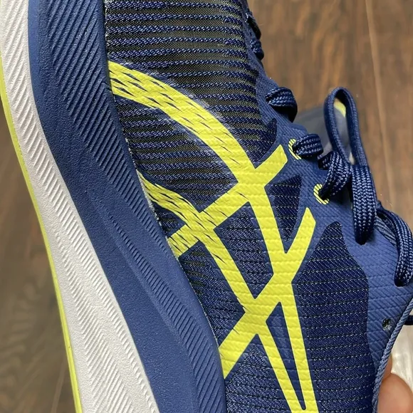 ASICS Blue and Yellow Athletic Shoes Performance Mesh