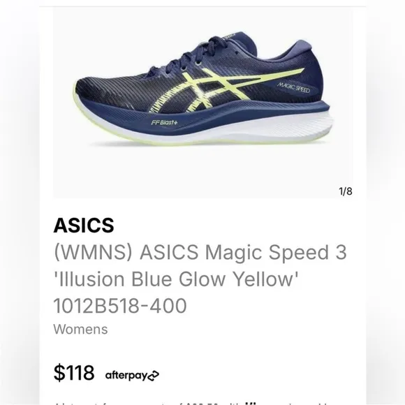 ASICS Blue and Yellow Athletic Shoes Performance Mesh