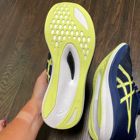 ASICS Blue and Yellow Athletic Shoes Performance Mesh