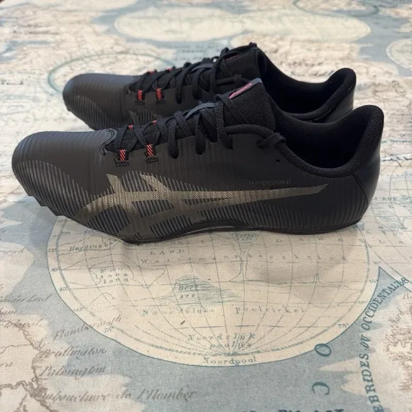ASICS Hyper Sprint 8 Black Gunmetal Gray Size 11 Track Field Shoe Lace Up