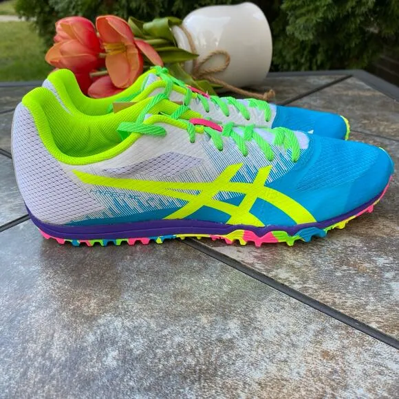 Asics HYPER XC 2 Track &amp; Field Shoes Digital Aqua/Safety Yellow Size 10.5