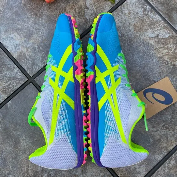 Asics HYPER XC 2 Track &amp; Field Shoes Digital Aqua/Safety Yellow Size 10.5