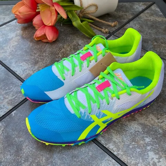 Asics HYPER XC 2 Track &amp; Field Shoes Digital Aqua/Safety Yellow Size 10.5