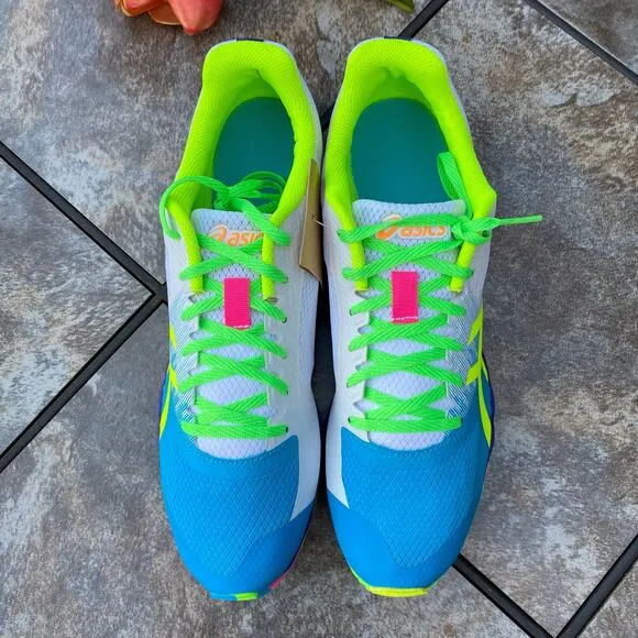 Asics HYPER XC 2 Track &amp; Field Shoes Digital Aqua/Safety Yellow Size 10.5