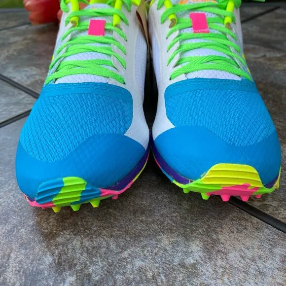 Asics HYPER XC 2 Track &amp; Field Shoes Digital Aqua/Safety Yellow Size 10.5