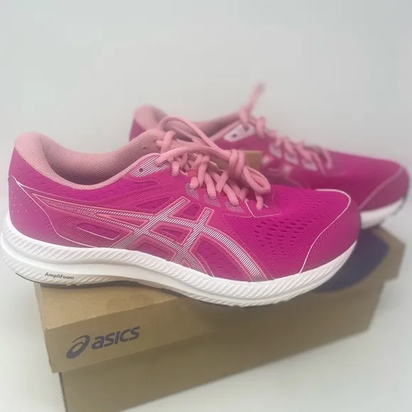 Asics Pink rave Gel content 8 Athletic Running Shoes