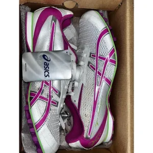 ASICS Womens Hyper-Rocketgirl 5 Track Shoes 9.5 White/Fuschia/Apple Green