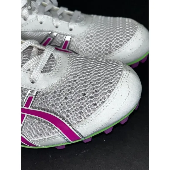 ASICS Womens Hyper-Rocketgirl 5 Track Shoes 9.5 White/Fuschia/Apple Green