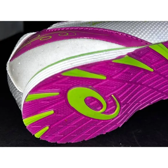 ASICS Womens Hyper-Rocketgirl 5 Track Shoes 9.5 White/Fuschia/Apple Green