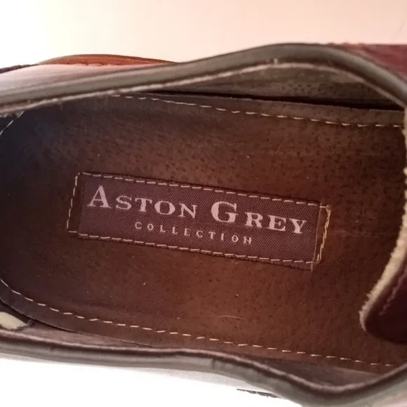 Aston Grey Men's leather Oxfords, 9.5,  Burgundy Brown, Pre-owned