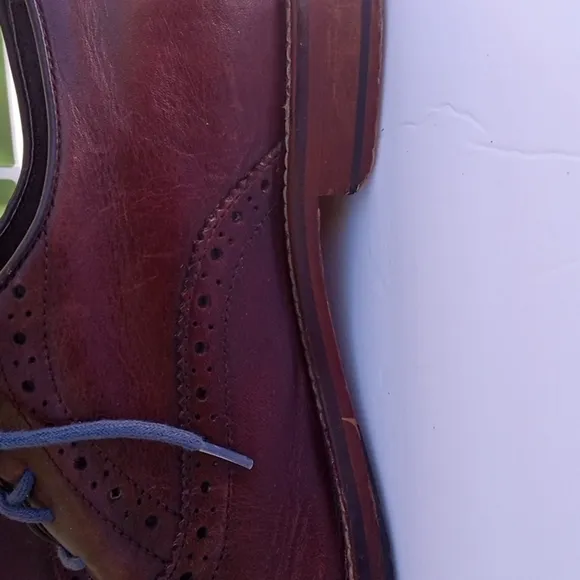 Aston Grey Men's leather Oxfords, 9.5,  Burgundy Brown, Pre-owned