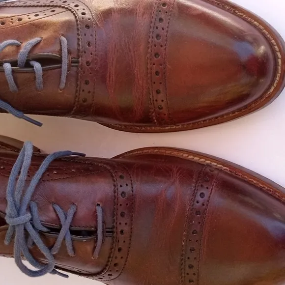 Aston Grey Men's leather Oxfords, 9.5,  Burgundy Brown, Pre-owned