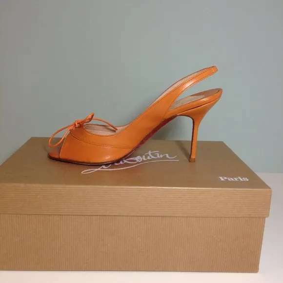 Authentic Christian Louboutin leather open toe pump LIKE NEW