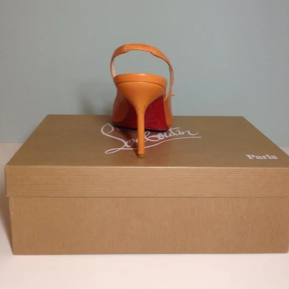 Authentic Christian Louboutin leather open toe pump LIKE NEW