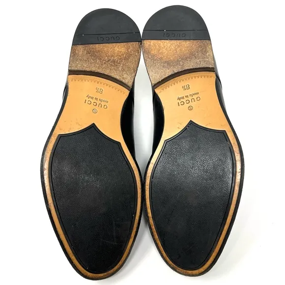 AUTHENTIC! Gucci Betis Matt Nero Black Leather Side Lace Up Oxfords Size 8.5