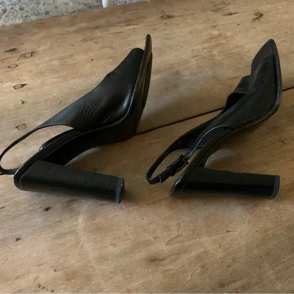 Authentic Gucci black leather sling back black heels, 7 1/2 ￼