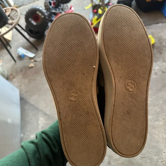 Authentic Gucci Tiger Canvas Leather Mens Slip On Sneakers