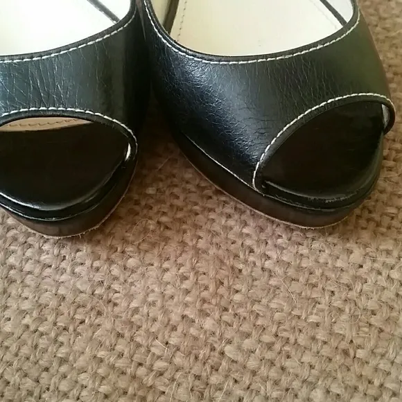Authentic Prada open toe black leather heels