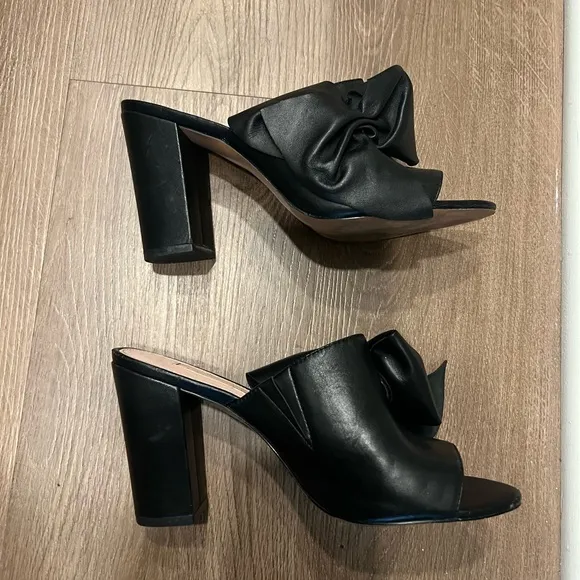 Avec Les Filles Marie Bow Block-Heel Slides Women’s Size 7.5 Shoes in Black