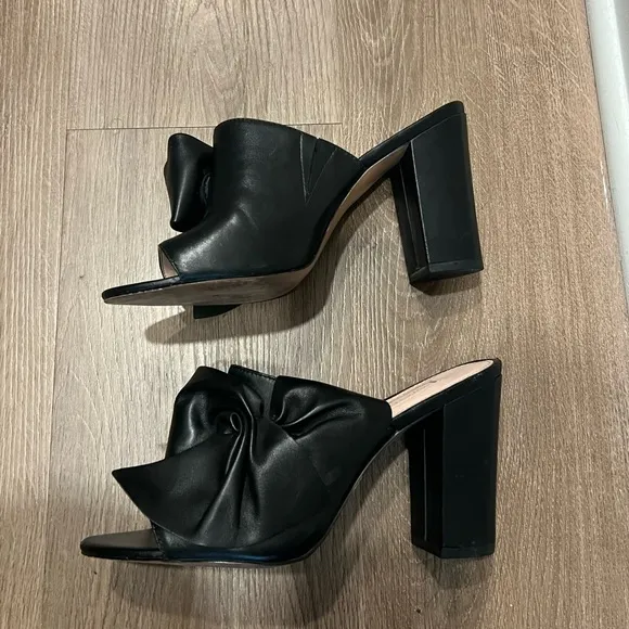Avec Les Filles Marie Bow Block-Heel Slides Women’s Size 7.5 Shoes in Black