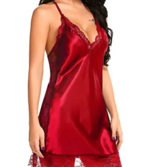 Avidlove Women Lingerie Satin Lace Sleepwear Dress