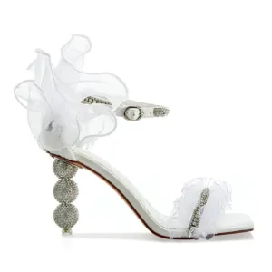 🌺Azalea Wang Maemae Ankle Strap Sandal Heels Rhinestone Heels