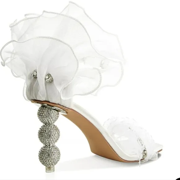 🌺Azalea Wang Maemae Ankle Strap Sandal Heels Rhinestone Heels