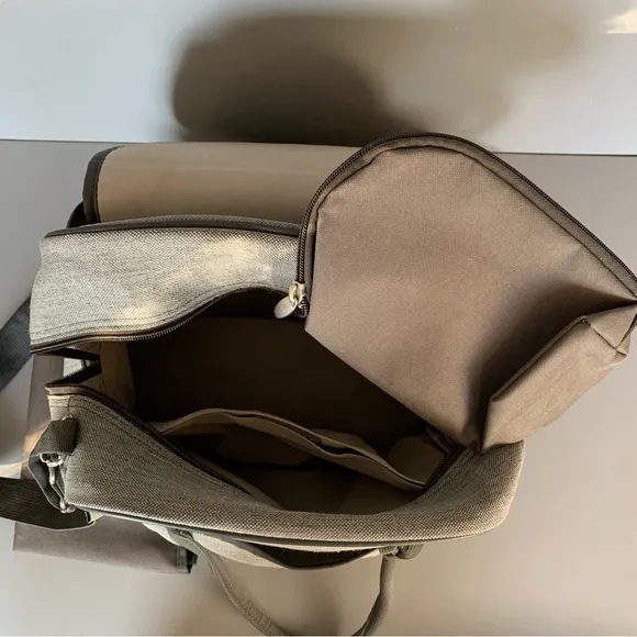 Babymoov Grey Textured Changing Diaper Bag Satchel Tote Stroller Compartment