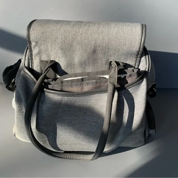 Babymoov Grey Textured Changing Diaper Bag Satchel Tote Stroller Compartment