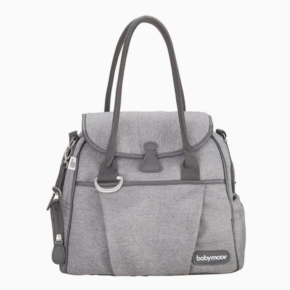Babymoov Grey Textured Changing Diaper Bag Satchel Tote Stroller Compartment