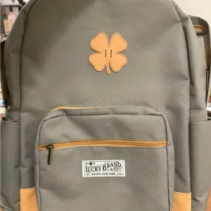 Backpack - LUCKY BRAND - Gray Canvas, Faux Leather, Zips Logo🍀