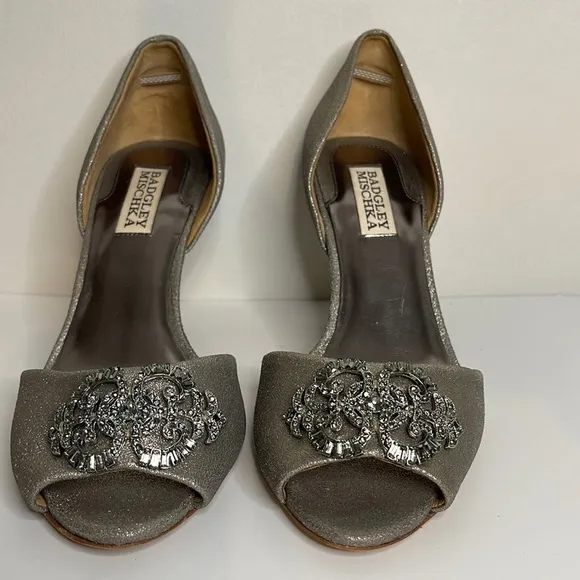 Badgely Mischka Embellished Metallic Heels