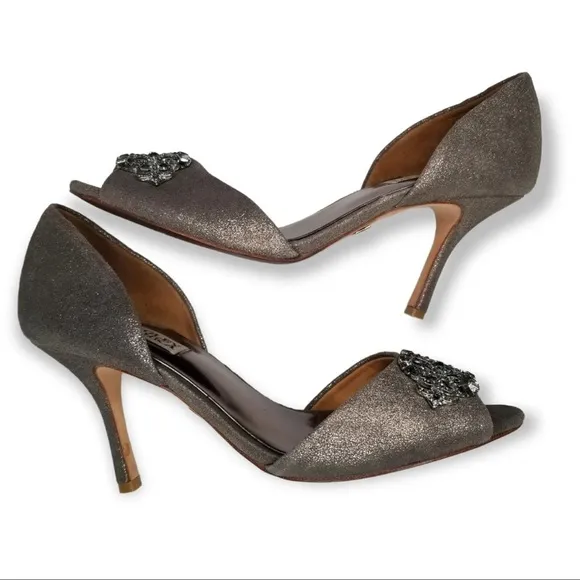 Badgely Mischka Embellished Metallic Heels