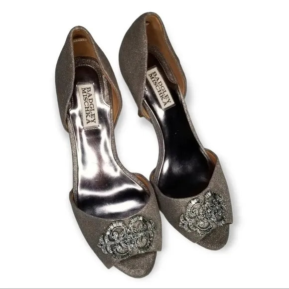Badgely Mischka Embellished Metallic Heels