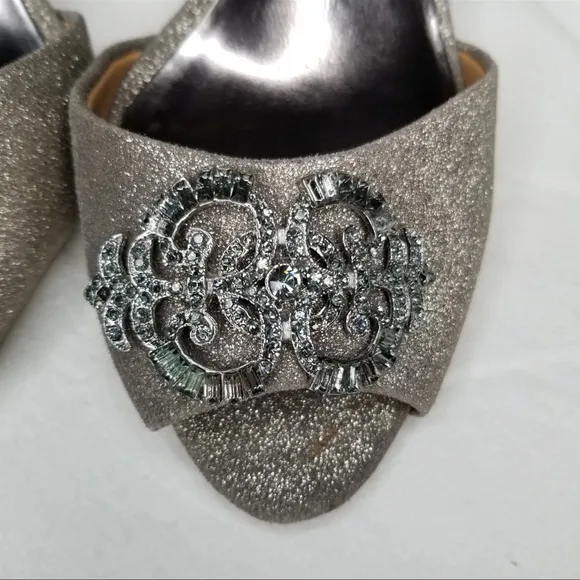Badgely Mischka Embellished Metallic Heels