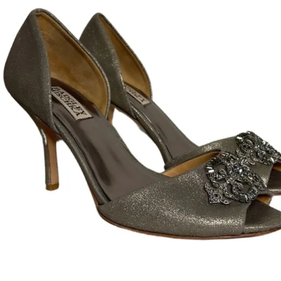 Badgely Mischka Embellished Metallic Heels