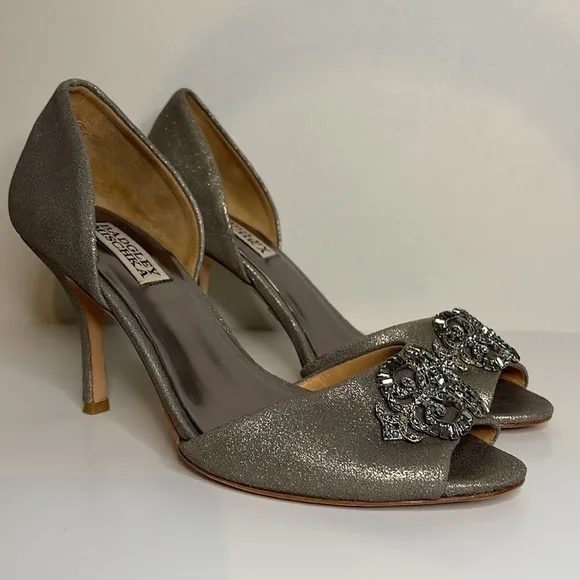Badgely Mischka Embellished Metallic Heels