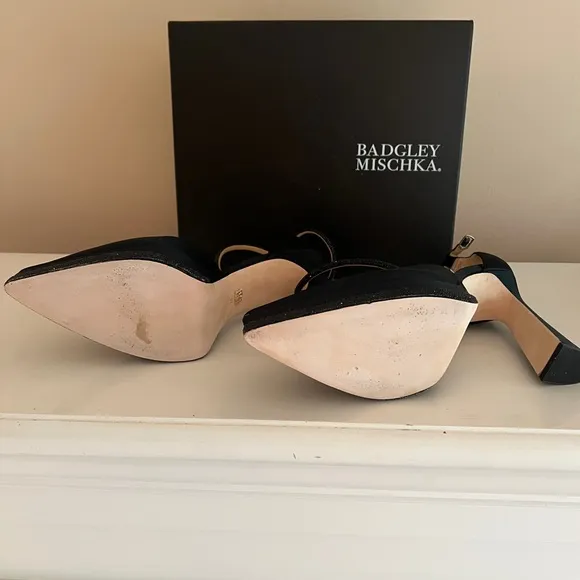 Badgley Mischka Black Heels with Chunky Block Heel