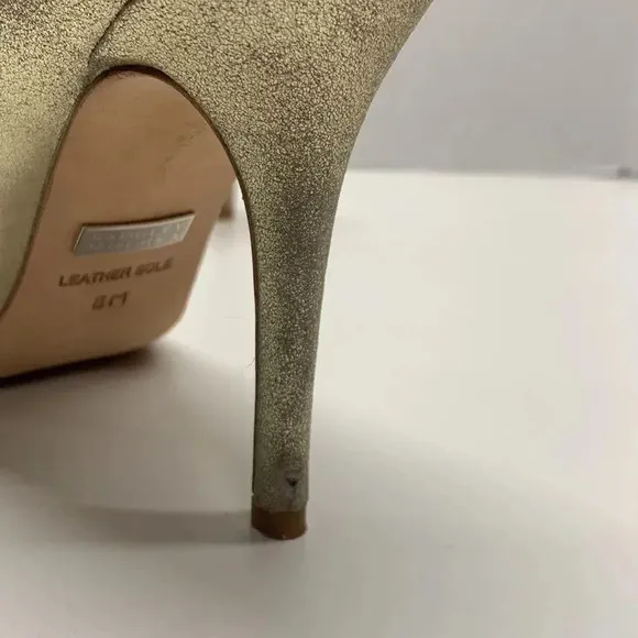 Badgley Mischka High Heel Heels Shoes Open Toe Gold Sparkle Diamond Jewel Size 8
