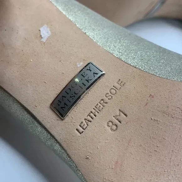 Badgley Mischka High Heel Heels Shoes Open Toe Gold Sparkle Diamond Jewel Size 8